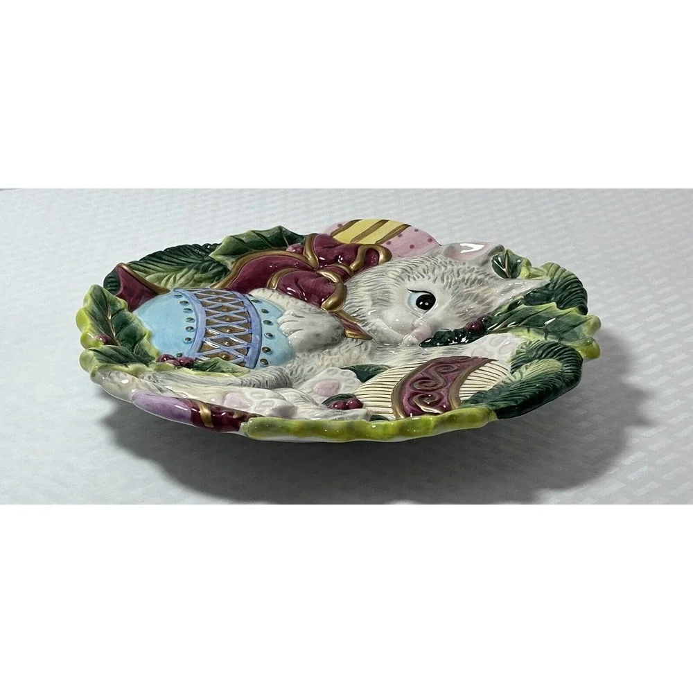 Fitz & Floyd Essentials Kristmas Kitty Cat Canape Plate Cookie Dish‎ Wall Decor